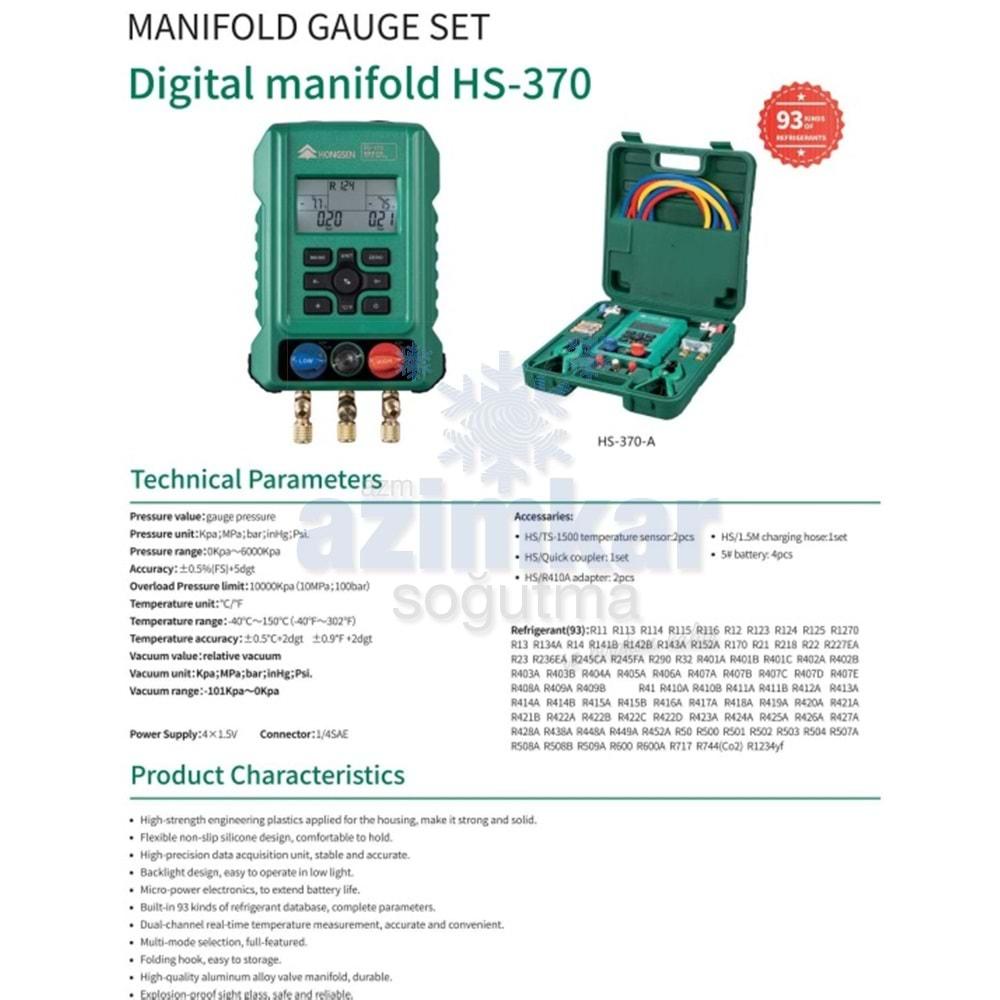 HONGSEN HS-370-A DİJİTAL MANİFOLD HORTUMLU-APARATLI