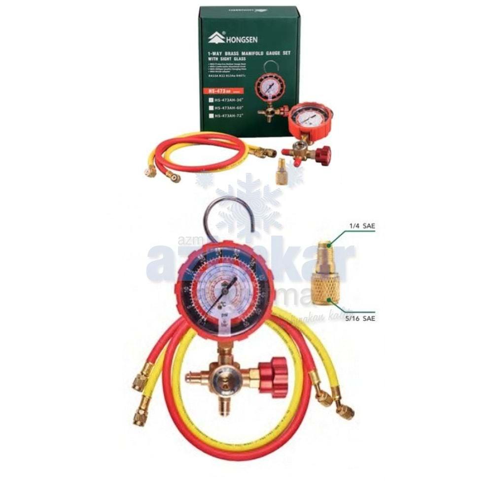 HONGSEN HS-473AH-36'' TEKLİ 90 CM HORTUMLU MANİFOLD R410/22/134/407