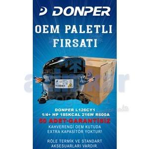 DONPER OEM PALETLİ 50 ADET L126CY1 1/4+ HP 185KCAL 216W R600A KOMPRESÖR