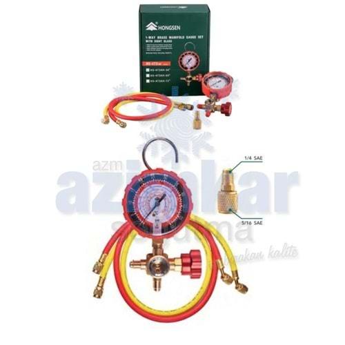 HONGSEN HS-473AH-36'' TEKLİ 90 CM HORTUMLU MANİFOLD R410/22/134/407
